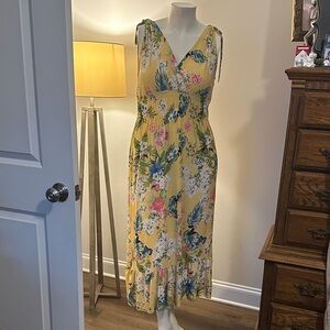 Tropical Floral Maxi Dress in Yellow